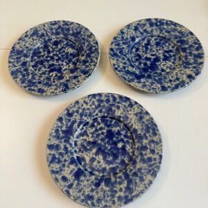 Bennington Potters Blue Agate Spatterware Saucers 1627 Morning Glory Set of 3